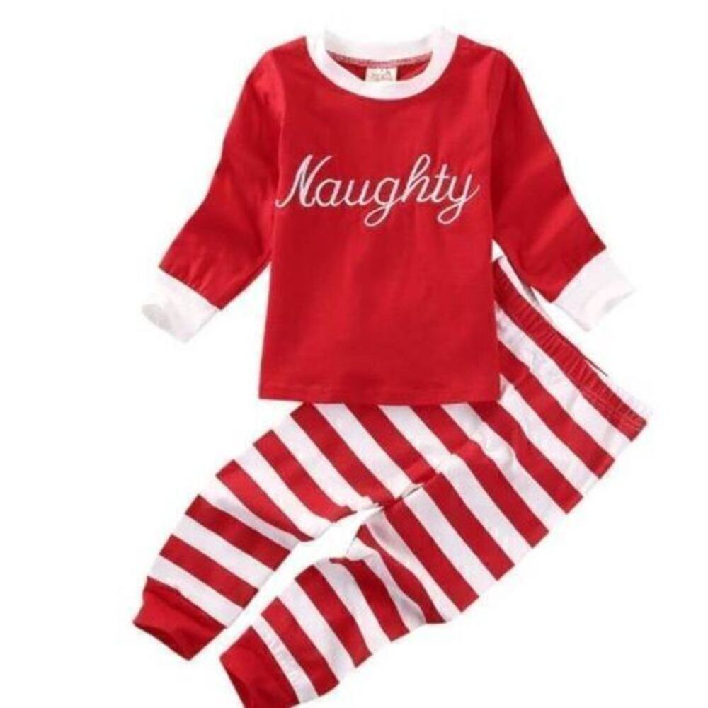 New Boy, girl Christmas pajamas "naughty” 3T